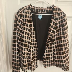 CeCe Black and Pink Checkered Tweed Blazer